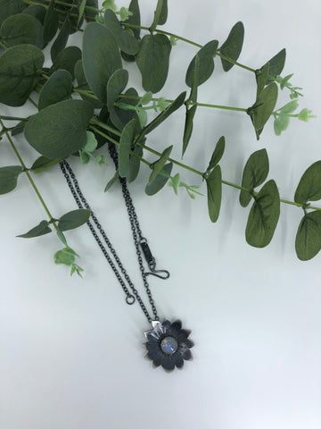 Sunflower Pendant Necklace With Moonstone - Large