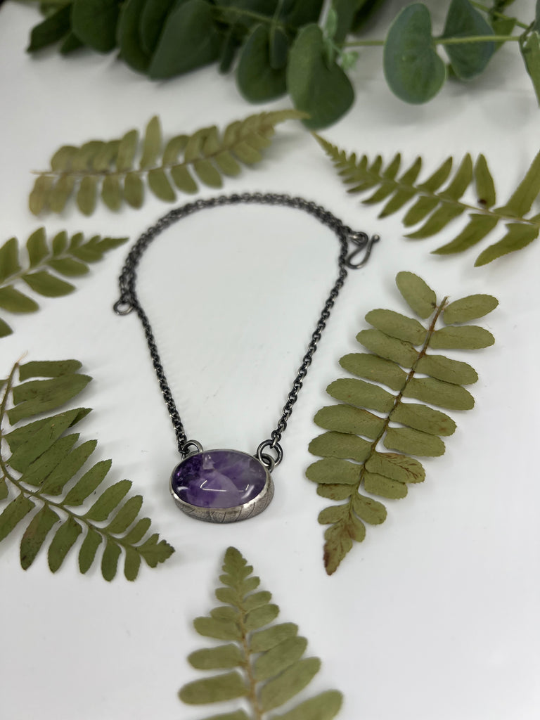Amethyst Leaf Skeleton Necklace