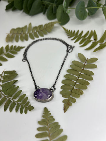 Amethyst Leaf Skeleton Necklace