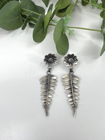 Flower & Fern Stud Earrings