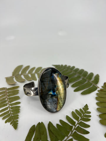Chevron Labradorite Statement Cuff Bracelet