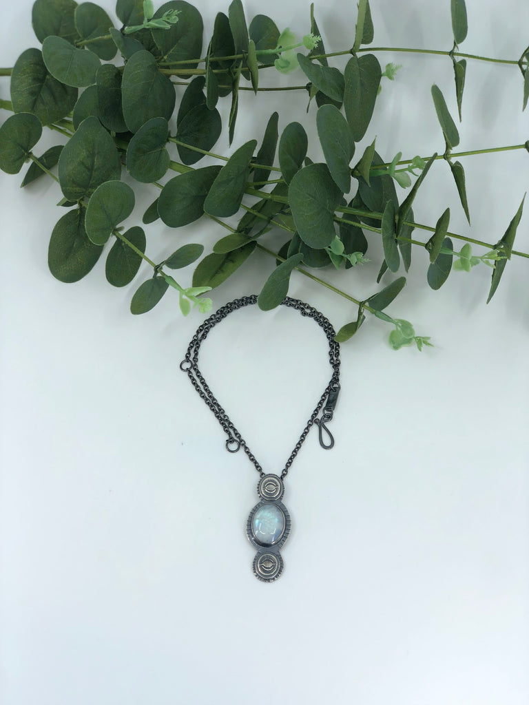 Stamped Moonstone Pendant Necklace