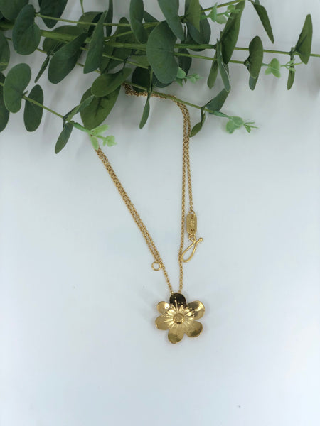 Dogwood Flower Pendant Necklace - Large Gold Vermeil