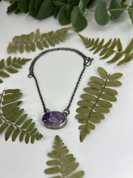 Amethyst Leaf Skeleton Necklace