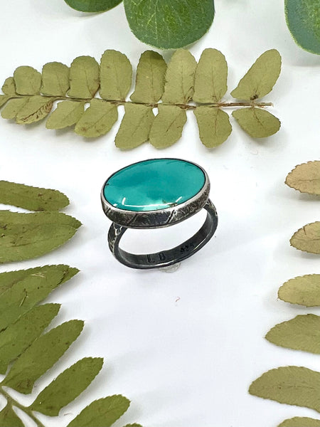 Royston Turquoise Leaf Skeleton Ring - Size 8