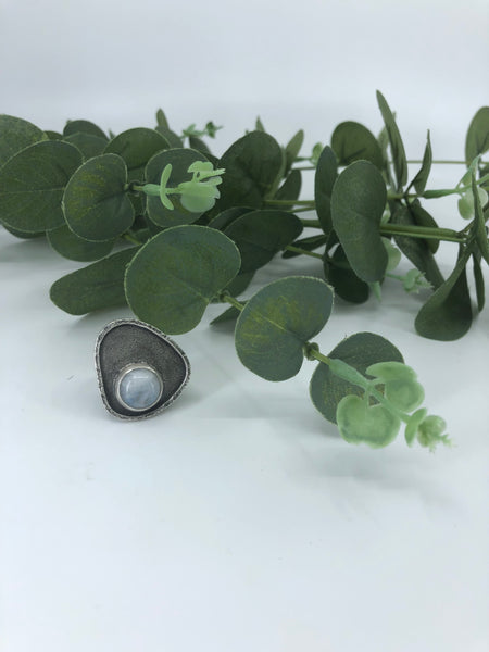Geometric Moonstone Ring - Size 6